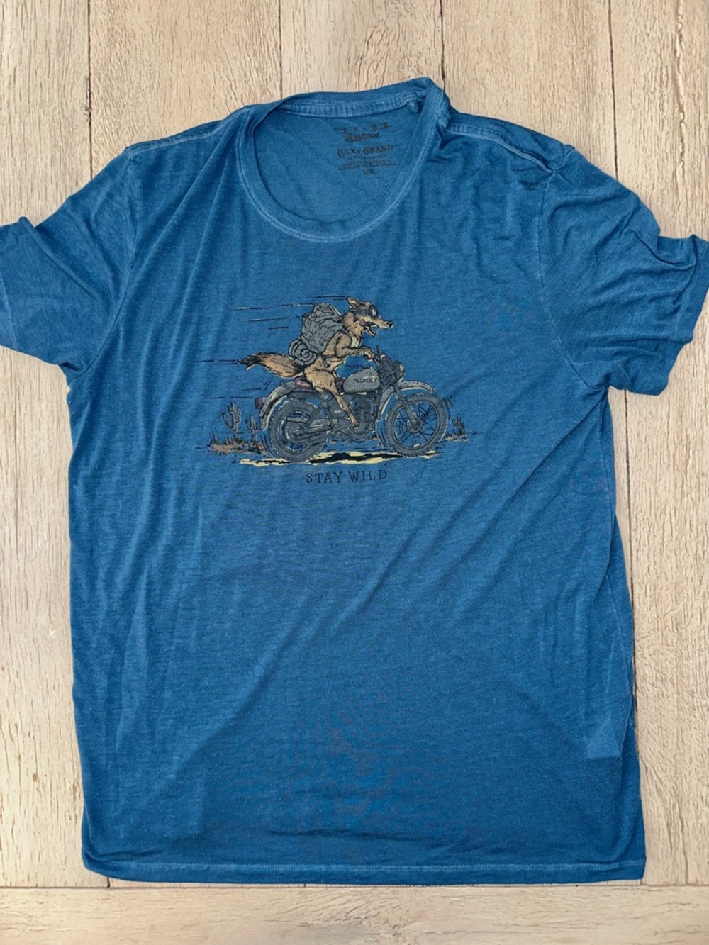 Lucky Brand Blue 'Stay Wild' Motorcycle Graphic Tee
